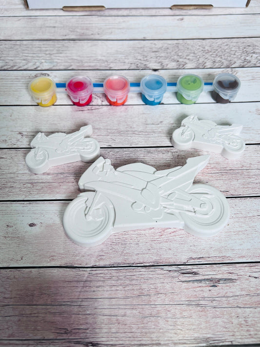 Motorbike plaster of Paris moulds box - Activity set - Room decoration - Childrens Gifts - Gifts - Paintable - Painting - Bike