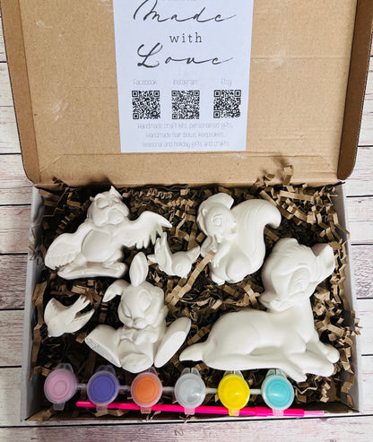 Bambi inspired plaster of paris paint your own craft box - Activity set - Room decoration - Childrens Gifts - Gifts - Paintable - Painting