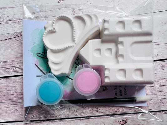 Paint your own plaster of Paris princess castle and tiara - Activity set - Childrens Gifts - Gift - Painting - Party favour - character gift