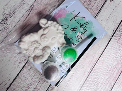 Paint your own plaster of Paris sheep - lamb - flowers - spring - Activity set - Childrens Gifts - Gift - Painting - Party favour - decor