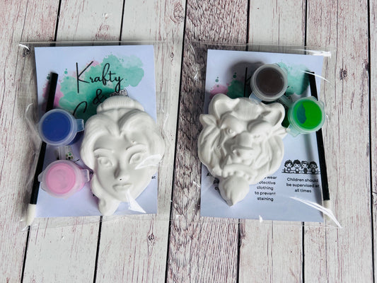 Paint your own plaster of Paris Beauty or the Beast - Activity set - Childrens Gifts - Gift - Painting - Party favour - decor - birthday