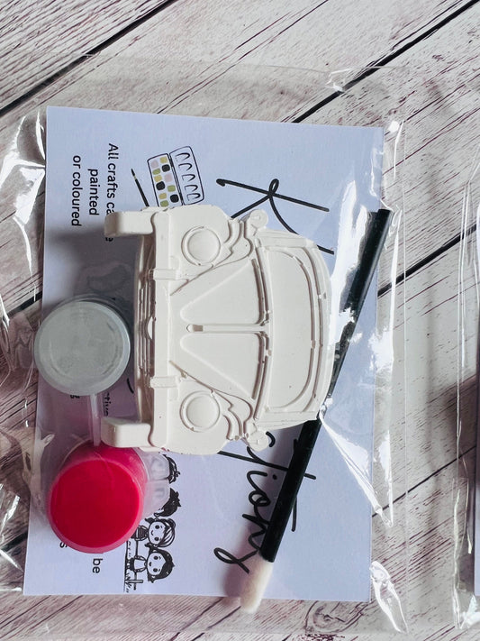 Paint your own plaster of Paris Beetle car inspired - Activity set - Childrens Gifts - Gift - Painting - Party favour - character gift