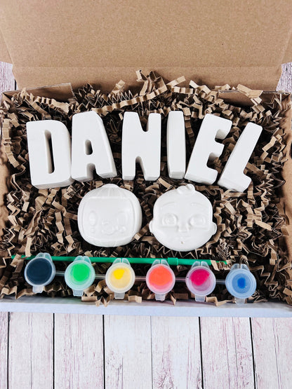 Paint your own name craft box with Coco - Activity set - Childrens Gifts - Gifts - Painting - Paintable - Personalised - letterbox