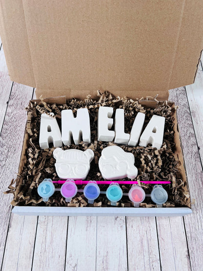 Paint your own name craft box with dolls  - Activity set - Childrens Gifts - Gifts - Painting - Paintable - Personalised - letterbox