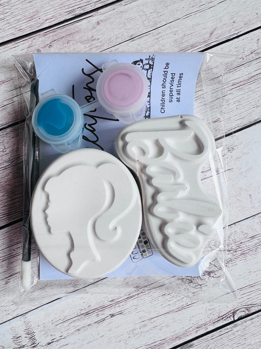 Paint your own plaster of Paris pink girl inspired - Activity set - Childrens Gifts - Gift - Painting - Party favour - character gift