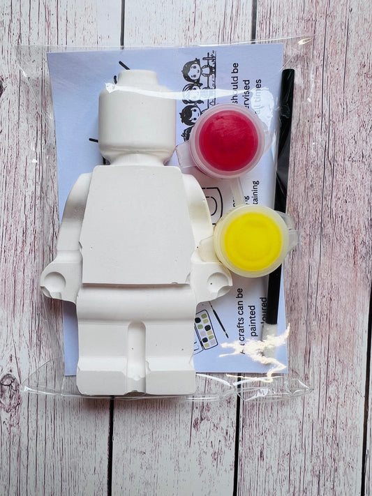 Paint your own plaster of Paris Large Lego Man inspired - Activity set - Childrens Gifts - Gift - Painting - Party favour - character gift