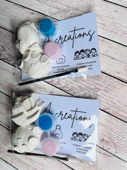 Paint your own plaster of Paris transport inspired - Activity set - Childrens Gifts - Gift - Painting - Party favour - character gift