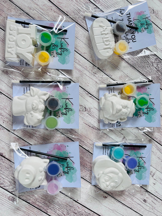 Paint your own plaster of Paris cowboy & friends inspired - Activity set - Childrens Gifts - Gift - Painting - Party favour - character gift