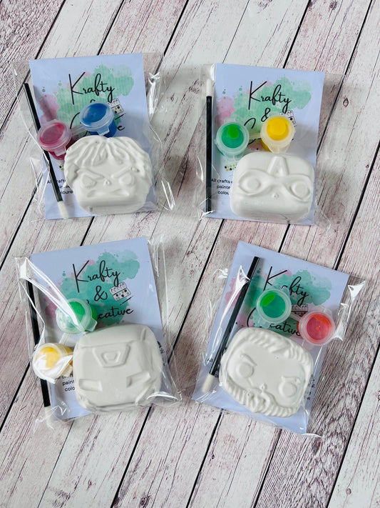 Paint your own plaster of Paris Marvel Head inspired - Activity set - Childrens Gifts - Gift - Painting - Party favour - character gift