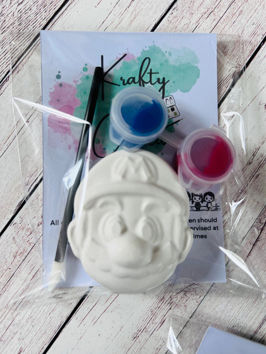 Paint your own plaster of Paris Mario inspired - Activity set - Childrens Gifts - Gift - Painting - Party favour - character gift