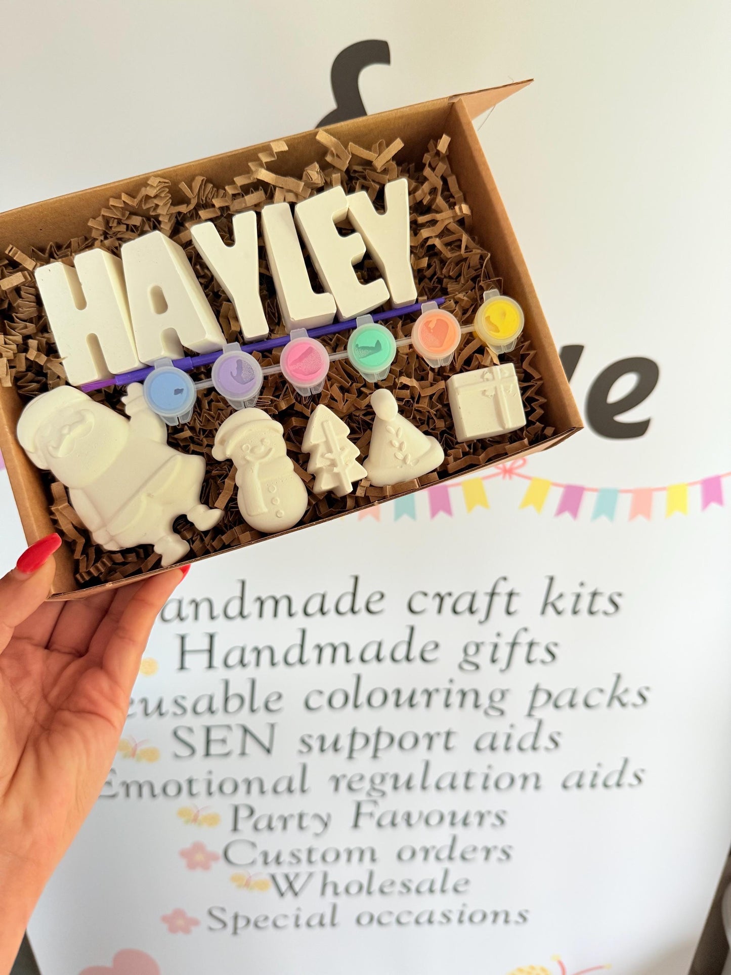 Paint your own name Christmas craft box - Activity set - Children's Gifts - Gifts - Painting - Paintable - Personalised - letterbox