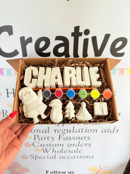 Paint your own name Christmas craft box - Activity set - Children's Gifts - Gifts - Painting - Paintable - Personalised - letterbox