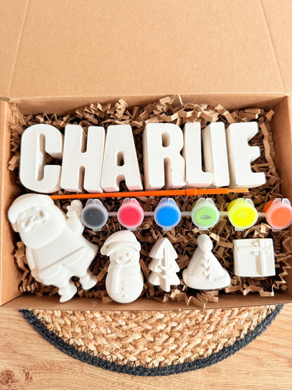 Paint your own name Christmas craft box - Activity set - Children's Gifts - Gifts - Painting - Paintable - Personalised - letterbox