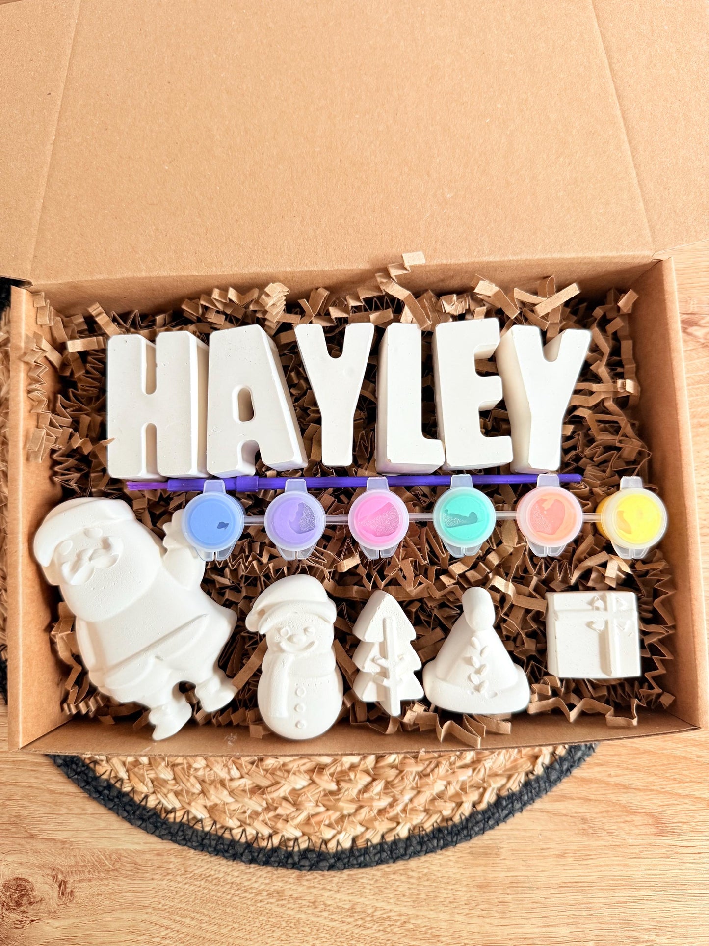 Paint your own name Christmas craft box - Activity set - Children's Gifts - Gifts - Painting - Paintable - Personalised - letterbox