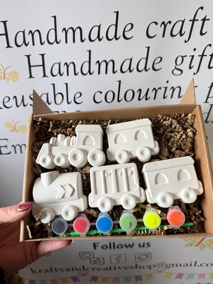 Train Inspired Paint Your Own Craft Kit | Kids Painting Activity Box | Handmade Creative Gift  ✨ SHORT TAGLINE